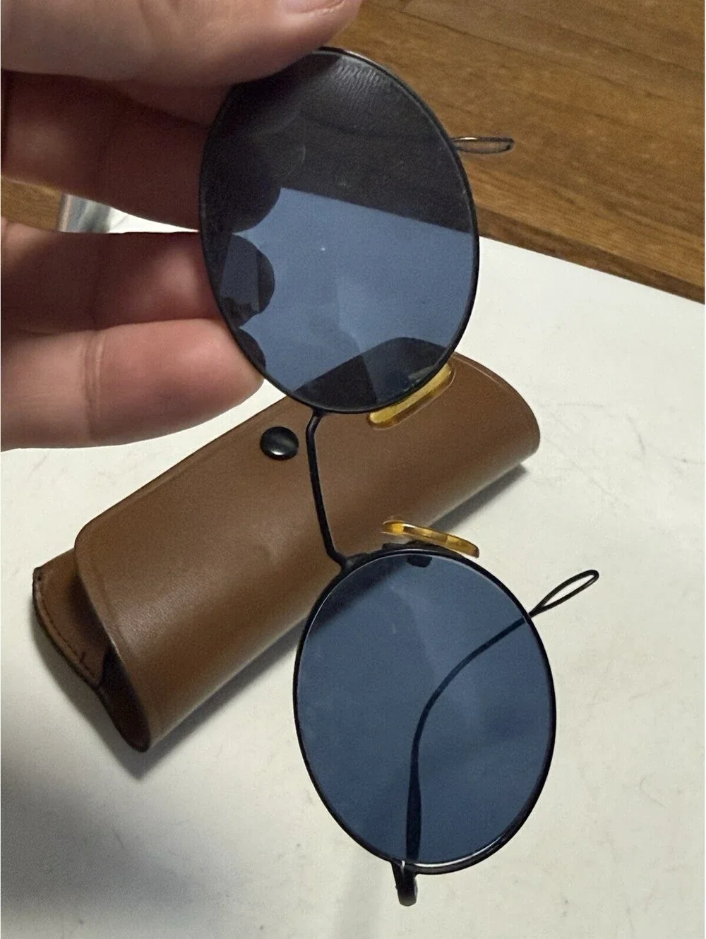 Polo Ralph Lauren Vintage Sunglasses Black Metal  Blue Lens